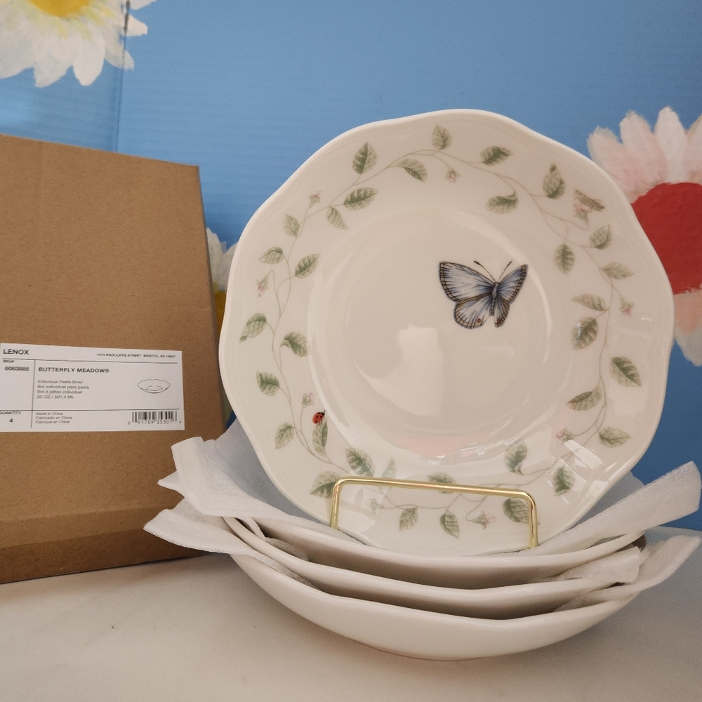 LENOX Butterfly Meadow® Pasta Bowls Set of 4